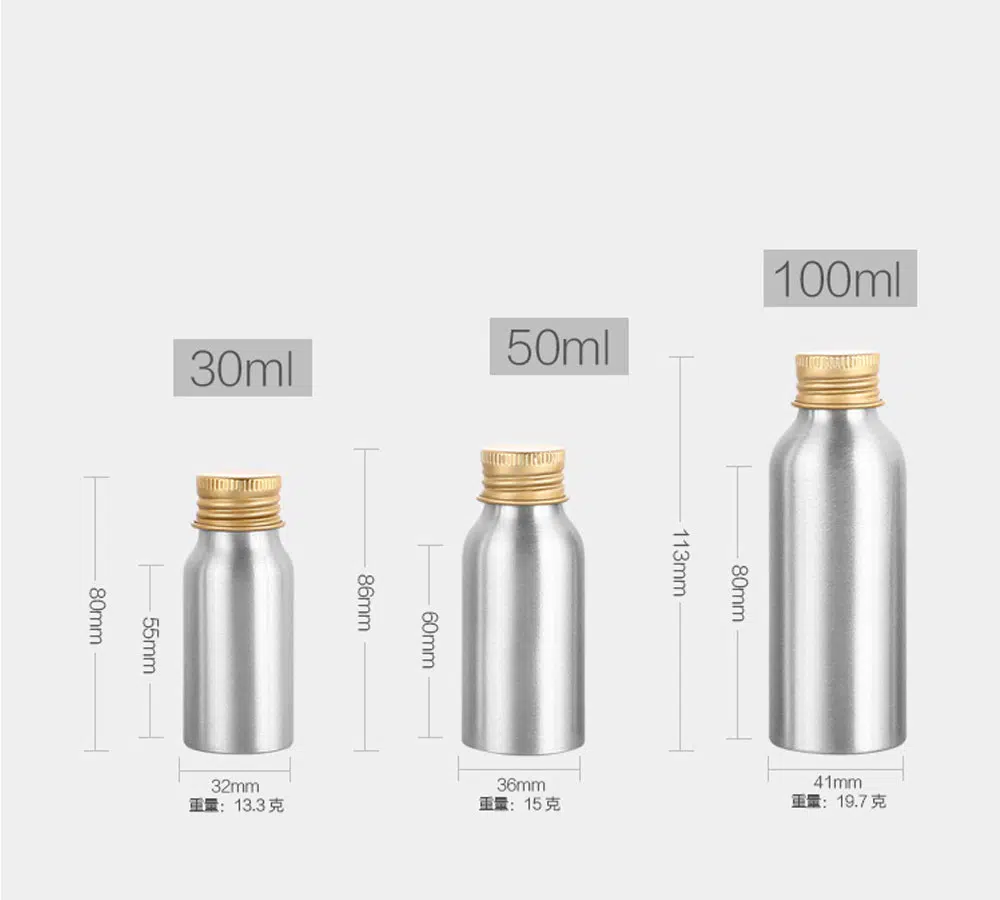 Aluminum Threaded Bottles Aluminum is the most abundant material on earth and the lightest material that provides a complete barrier to light, gases, and moisture. It is reliable for preserving products and is efficient during the packaging and transportation process. This material is at the top of the recycling chain due to its infinite reusability without any degradation in its quality or purpose of use. It is strong, durable, flexible, waterproof, lightweight, corrosion-resistant and recyclable.