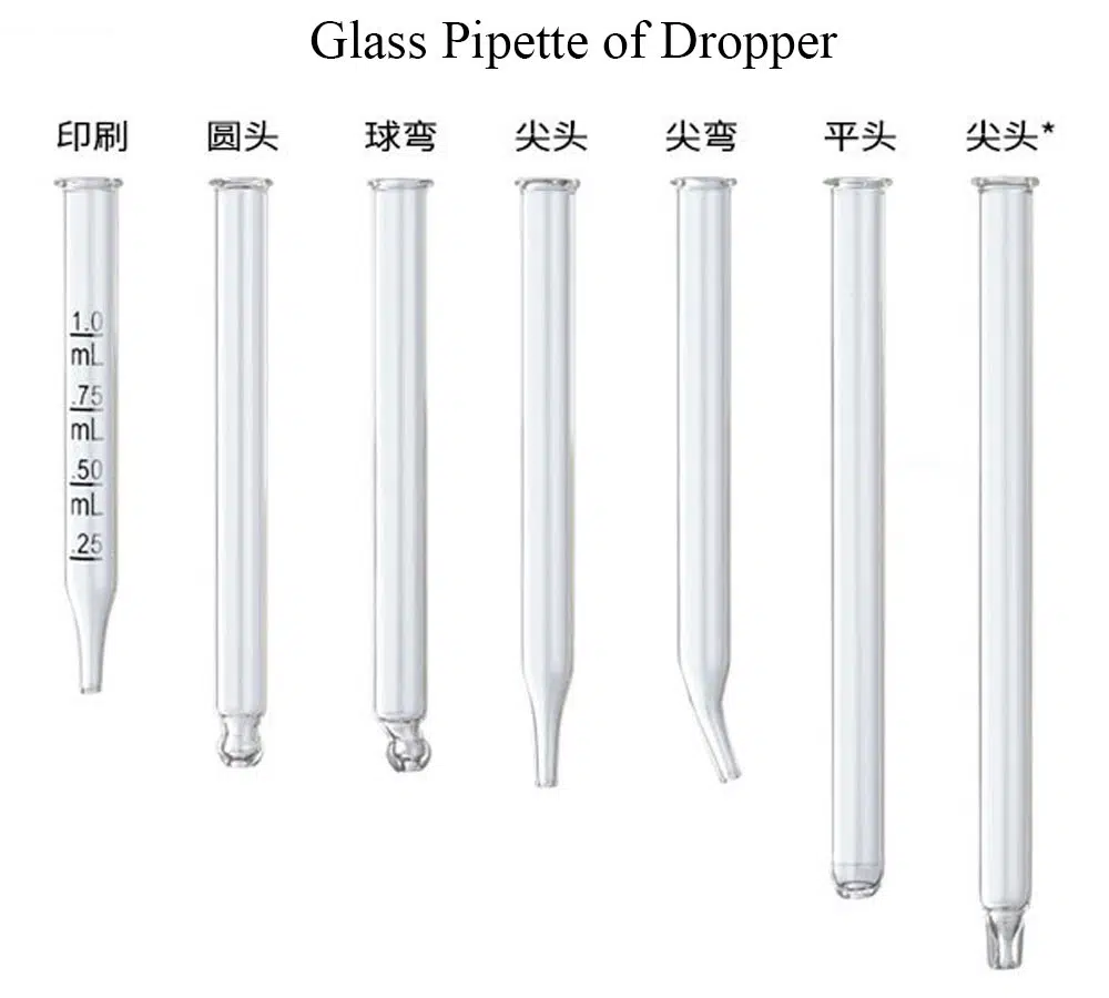 optional end tip and pipette material, the straight one, the bulb end one, the glass one, the plastic one, with a number on the pipette one...