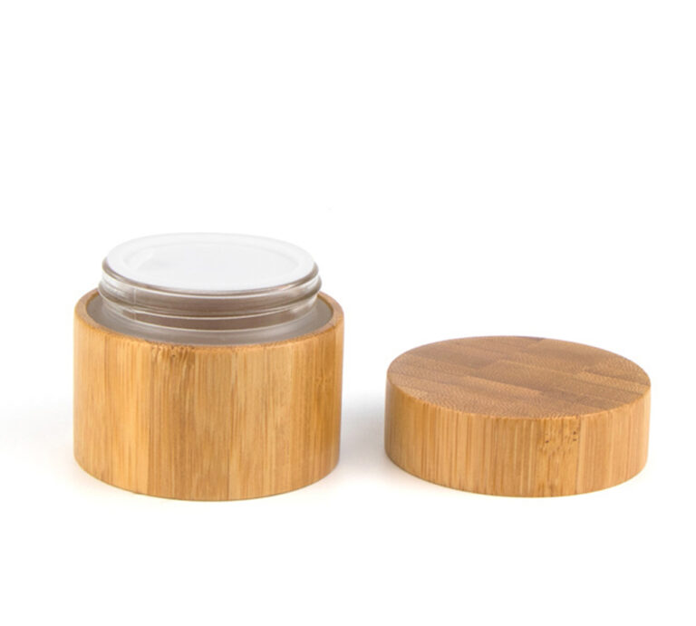 cosmetic glass jars with bamboo cap and lids