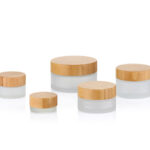 cosmetic glass jars with bamboo cap and lids