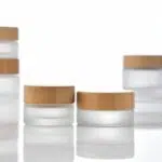 cosmetic glass jars with bamboo cap and lids