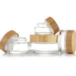 cosmetic glass jars with bamboo cap and lids