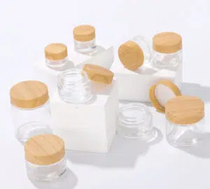 cosmetic glass jars with bamboo cap and lids